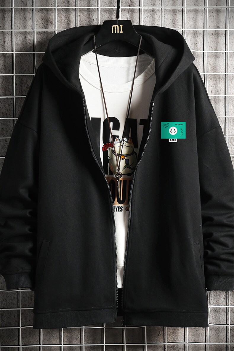 KS21264-P38连帽开衫卫衣男运动外套大码班服网格,男装卫衣,电商A040A