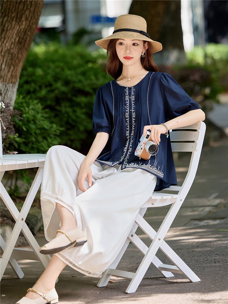 阔腿裤套装女2026夏季新款巨好看的新中式风休闲减龄显瘦两件套,女装套装/套裙,微微衣阁