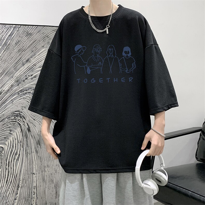 Q11191-P30春夏季七分袖t恤男大码五分袖男短袖中袖大皂风,男装T恤,电商A040