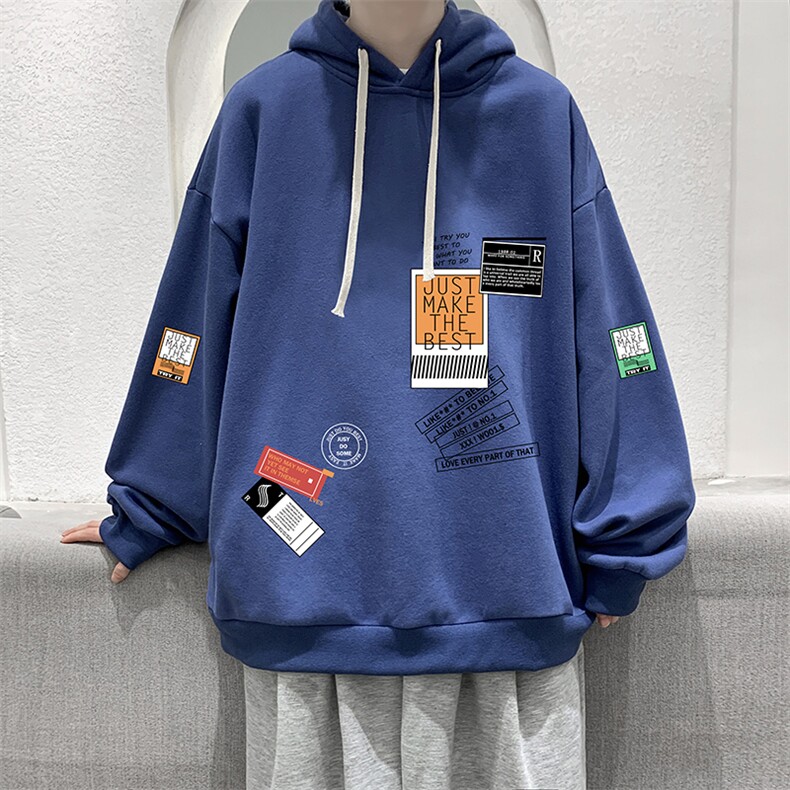WY2121-P35纯棉连帽卫衣男大码运动帽衫宽松薄外套男,男装卫衣,电商A040