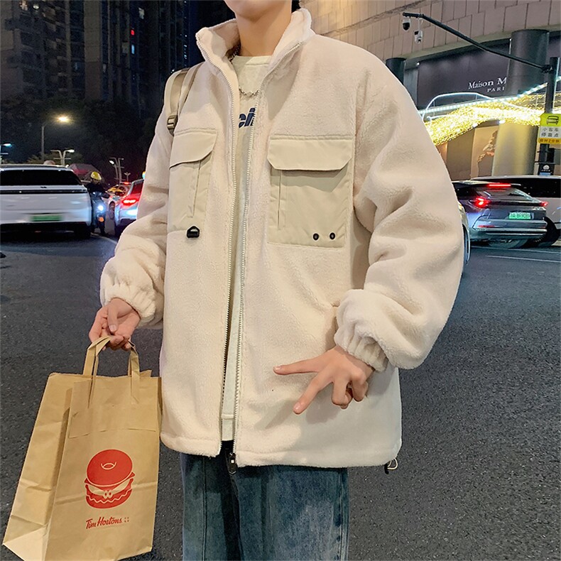 FM06-P69特现货羊羔毛加厚外套男工装宽松翻领棉袄冬季潮棉衣a图片