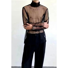 W115-P22高级感堆堆领网纱打底衫男士夏季长袖防晒衣，男装防晒衣，电商B323A