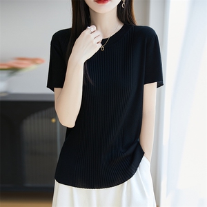 设计感小众正肩短袖女t恤夏季新修身短款灰色上衣服