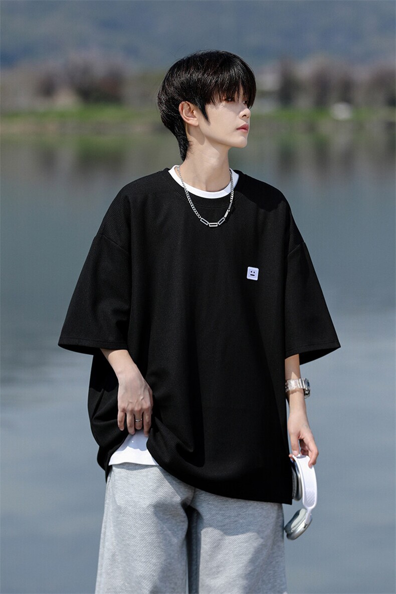 8XL-M重磅！特大码T潮牌上衣男中性华夫格短袖T恤DX304P25控39,男装T恤,电商D206-1