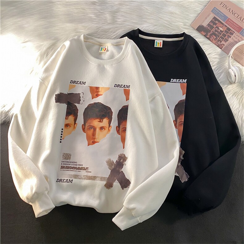 EY71春季新款港风宽松男欧美街头风人物圆领长袖套头卫衣平铺P43,男装卫衣,电商C306-1