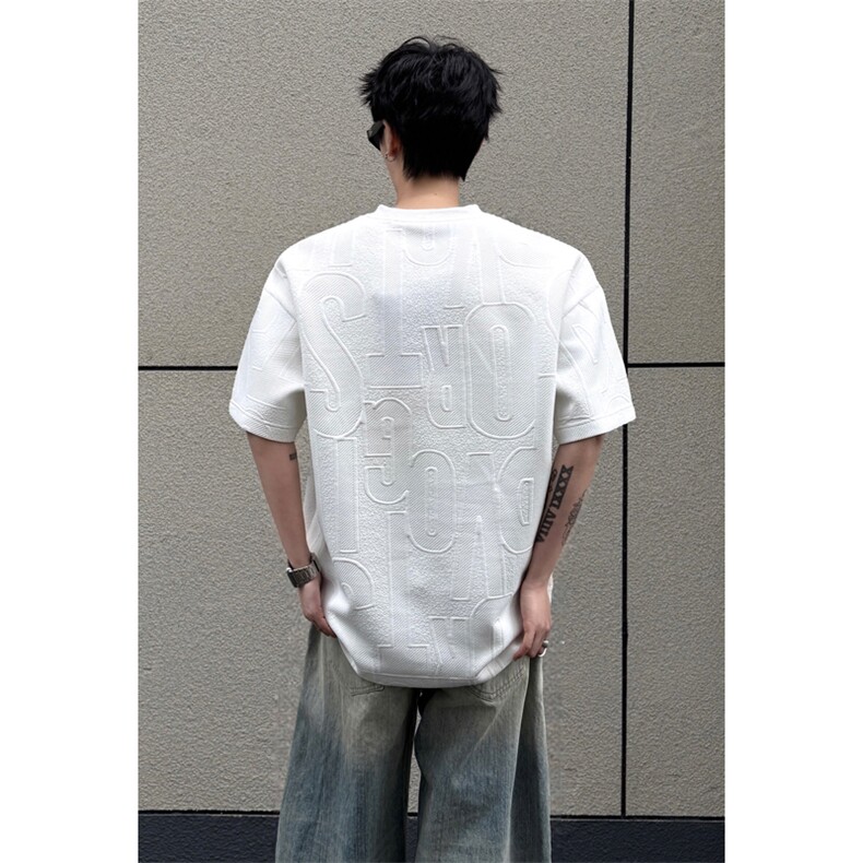 2026夏季新款外景黑墙大码V领肌理感短袖M-5XHT26278-特P20,男装T恤,电商A022