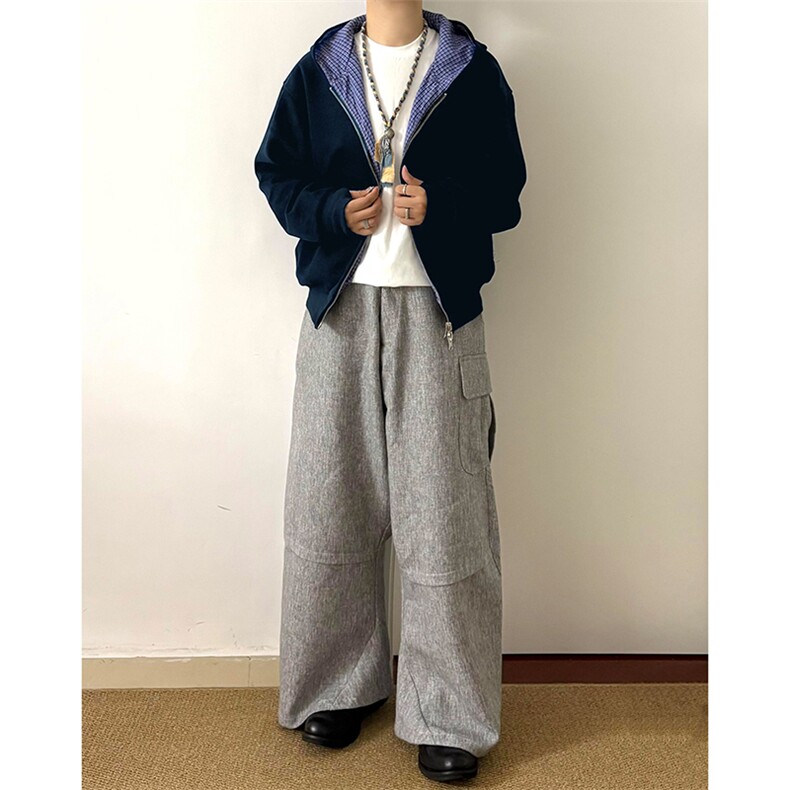抖音得物高品质二开26春季美式潮牌两面穿连帽卫衣开衫男女外套,女装短外套,电商A443