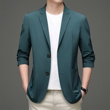 薄款休闲西服男装2023新款秋季时尚宽松上衣男士长袖免烫纯色外套，男装西服，电商B212（原钱塘6029）