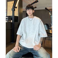 美式复古cleanfit口袋解构boxy宽版型重磅短袖T袖男上衣ins半袖潮，男装T恤，四季星座505