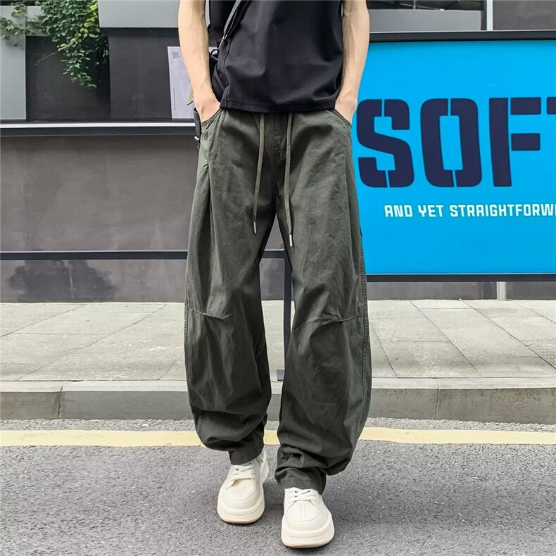水洗棉褶皱弯刀裤直筒裤休闲裤裤子男-J1659-P48,男装休闲裤,星座910