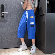QK72118-P25冰丝七分裤男大码速干短裤男五分裤港风，男装休闲裤，电商A040