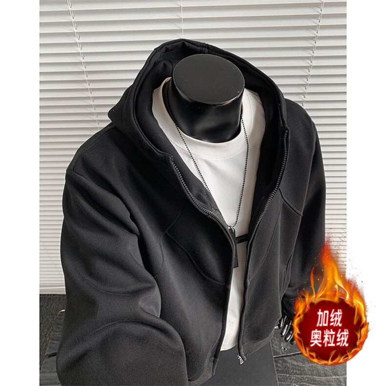 500克重磅拉链连帽卫衣硬挺加绒奥粒绒套头外套男 RH5325JR-P68图片