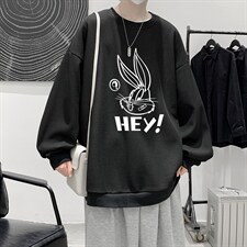 华夫格卫衣圆领卫衣男大码长袖t恤男外套HW76179-P30加绒款-P40，男装卫衣，电商A040