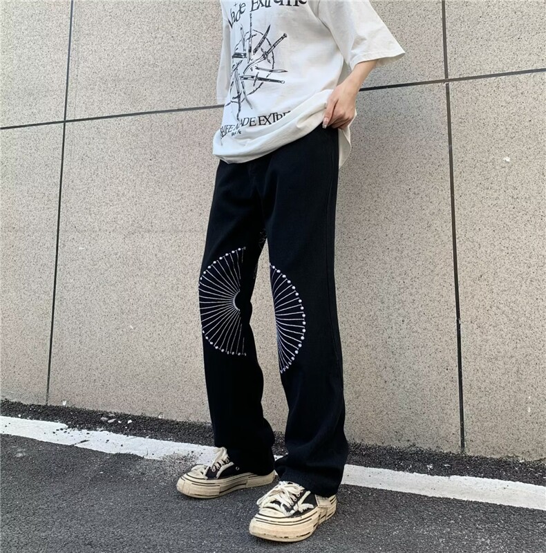 青春流行ins男直筒水洗刺绣牛仔裤NC37P62,男装牛仔裤,星座1116-2
