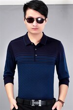 爸爸秋装上衣中老年男士长袖t恤春秋季2023新款翻领加绒POLO衫，男装T恤，电商B212（原钱塘6029）