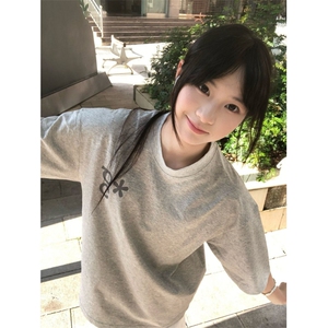 H0984-P35 印花+订胶标220克休闲宽松情侣款短袖T恤图片