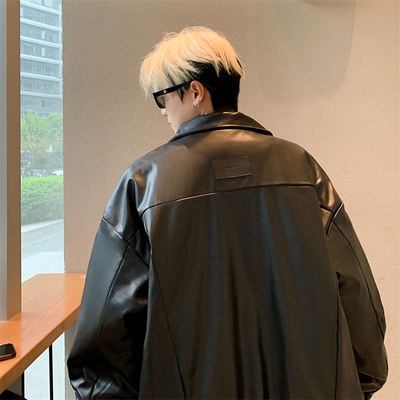 8861自家图加棉加厚皮衣外套黑杏咖M到3XLP100,男装皮衣,星座506