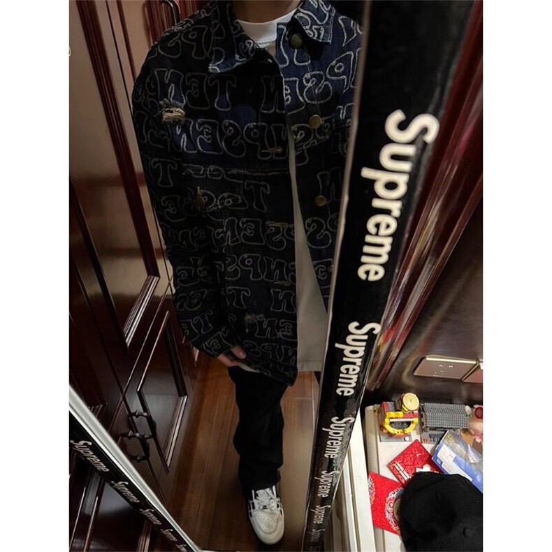美式复古满印牛仔衣外套设计感高级感痞帅工装夹克JK226特P66,男装工装外套,星座908-1