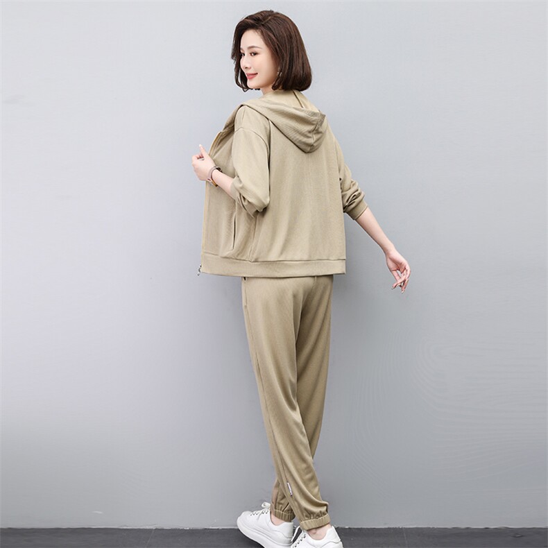 2023春季新款时尚休闲气质个性减龄休闲连帽套装,女装套装/套裙,独衣靓