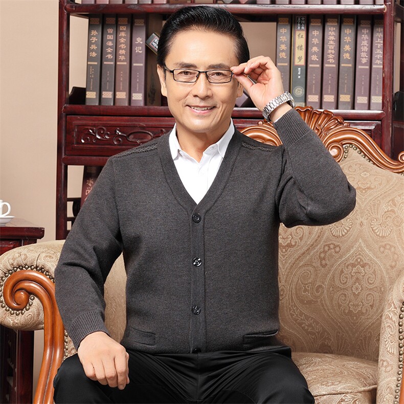 2023秋季新款中年男士针织开衫爸爸装中老年男士加厚毛衣外套,男装针织衫/毛衣,电商B212（原钱塘6029）