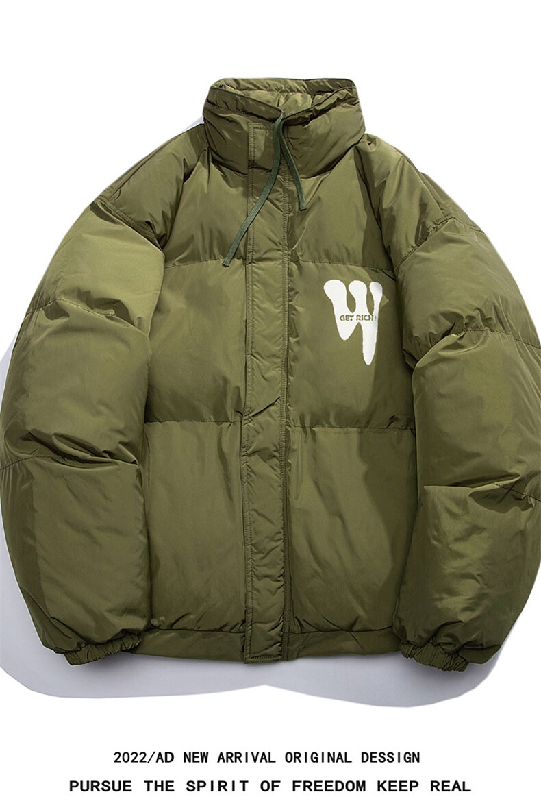 白鸭绒白底22冬季新款设计感抽绳立领羽绒服YR218P195控258,男装羽绒服,电商A247-1