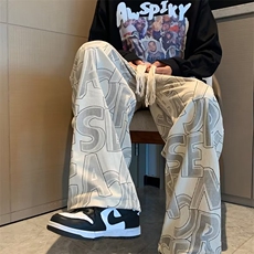高街ins休闲裤男新款直筒裤宽松痞帅青年阔腿裤GA488-P35加绒45，男装卫衣，星座1008-1