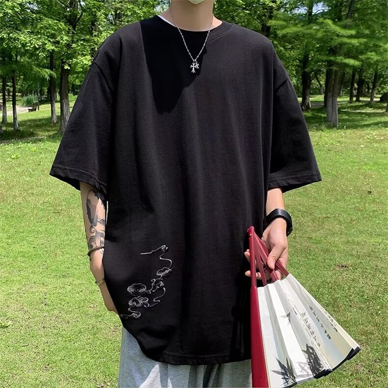 短袖t恤男夏季美式复古潮牌ins百搭舒适青少年潮风半袖,男装T恤,星座716-2