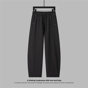 直筒纯色休闲裤长裤 男松紧垂感弯刀裤 A329-K823-P55图片