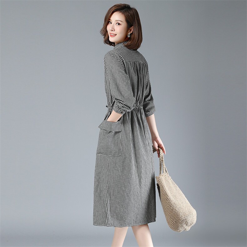 杭州四季青素素正品订长袖连衣裙女2025新款秋季气质妈妈格子裙子，女装连衣裙，3200格调