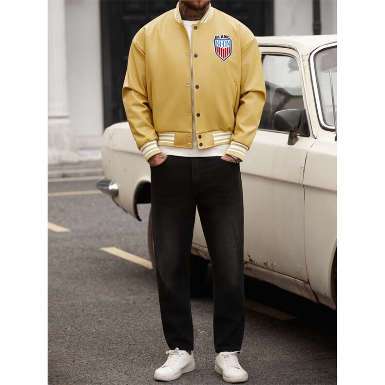 美式重工刺绣螺纹拼接飞行棒球服夹克（S-XL）402-2-JK061批110,男装夹克,星座402-2