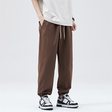 美式复古阔腿裤男女款夏季宽松斜插口袋设计感束脚裤DY5022-P65，男装休闲裤，电商A178-1