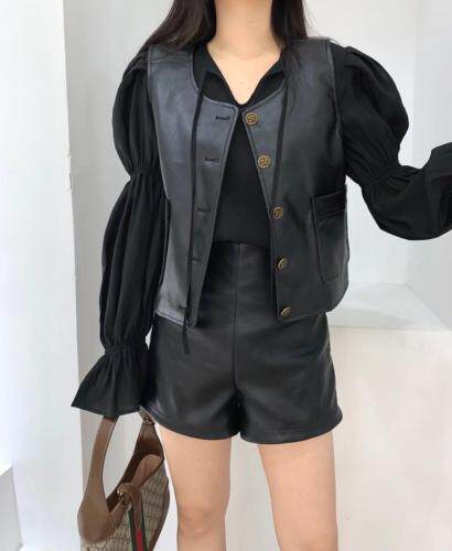 秋季新款韩版精致PU皮马甲背心，女装马夹，邱小姐