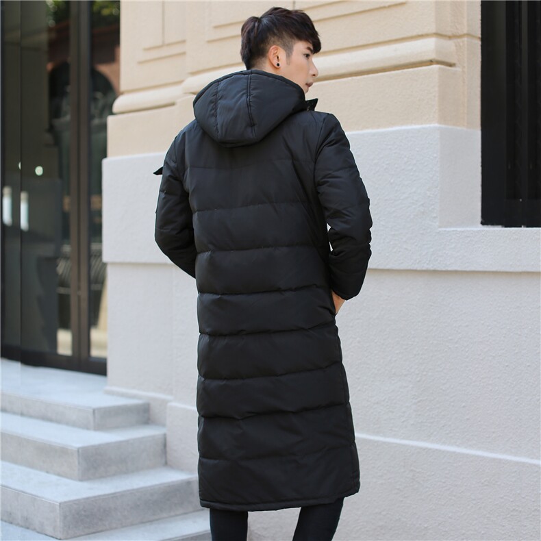 羽绒服纯色黑色2021年青春流行休闲中长款青少年外穿,男装羽绒服,星座802