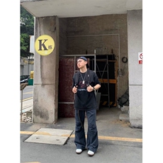 Q81/P57褶皱水洗棉牛仔裤工装裤痞帅长裤，男装牛仔裤，星座1506