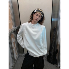 抖音得物品质26春装美式高街曼巴棉螺纹拼接卫衣圆领长袖T恤YT164，男装T恤，电商A486-1