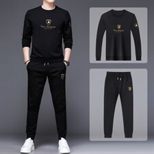 春秋季2023新款休闲运动套装男士圆领长袖t恤印花中青年男体恤衫，男装休闲套装，电商B212（原钱塘6029）