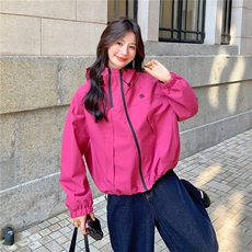 连帽冲锋衣外套女2025秋季新款韩版宽松休闲百搭小个子短款上衣潮，女装短外套，2C306