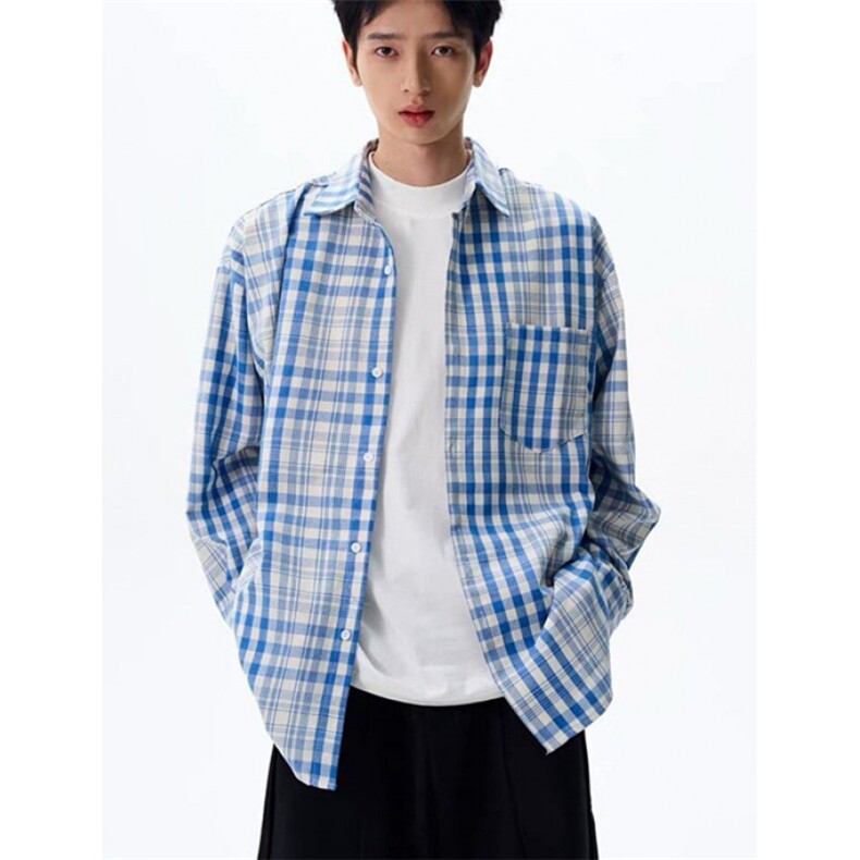 格子衬衫外套男女款2025春秋冬季痞帅衬衣休闲上衣CS379，男装衬衫，星座1116A（原606A-3）