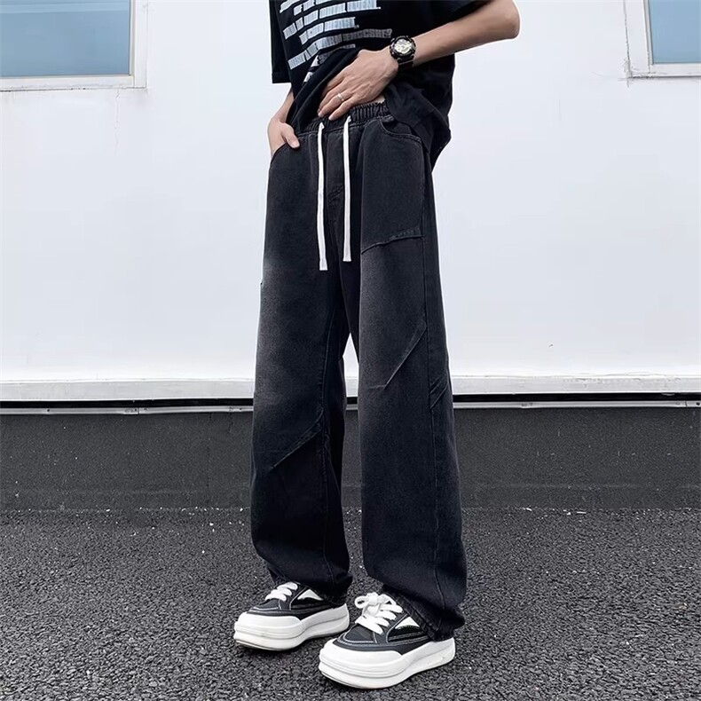 小众牛仔裤男款2026新款潮牌宽松复古水洗阔腿美式高街拖地长裤子,男装牛仔裤,星座1210-1