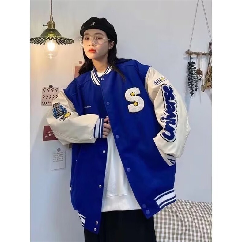 秋季美式拼接棒球服夹克男春秋宽松情侣休闲外套JK614-P45,男装夹克,星座208-5