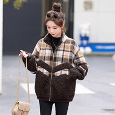 【大量现货】意芙YF9566/2025冬仿羊羔毛绒皮毛一体双11主推新款，女装棉衣/棉服，意芙