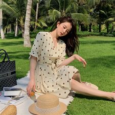 19号出大货！2021夏季新款波点收腰连衣裙165A-6503-P75-K128，女装连衣裙，浙宝123