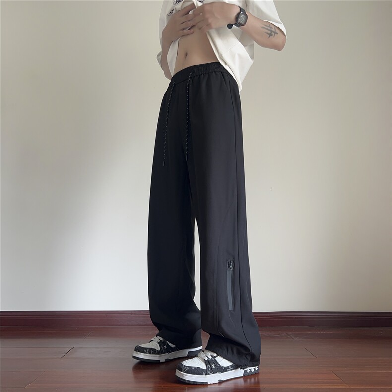 2025夏季新款冰丝薄款垂顺拉链宽松休闲裤B315-K24154-特P35控68,男装休闲裤,电商B315