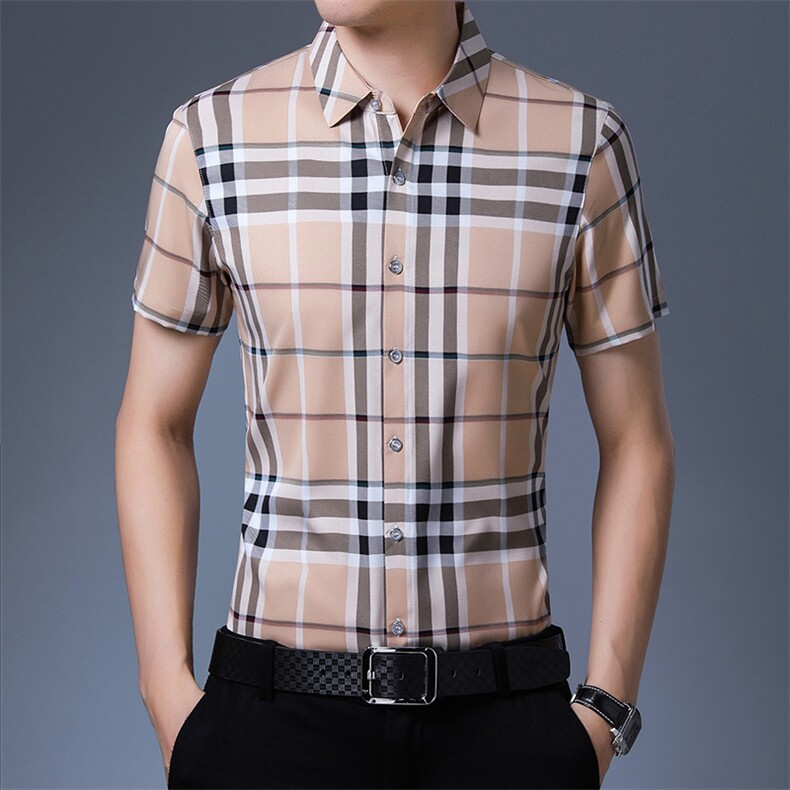 Z147 2021夏季新款短袖衬衫男 商务休闲男装 P55图片