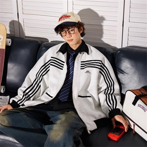 插肩袖字母卫衣春秋薄款开衫拉链设计感拼接撞色休闲外套WY28 P65图片