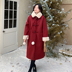有货主推安格拉红兔毛内胆加厚毛呢外套2B218-D21-P205,控308，女装毛呢外套，2B218