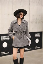 新款时尚毛呢加格子外套，其它，茗格拉