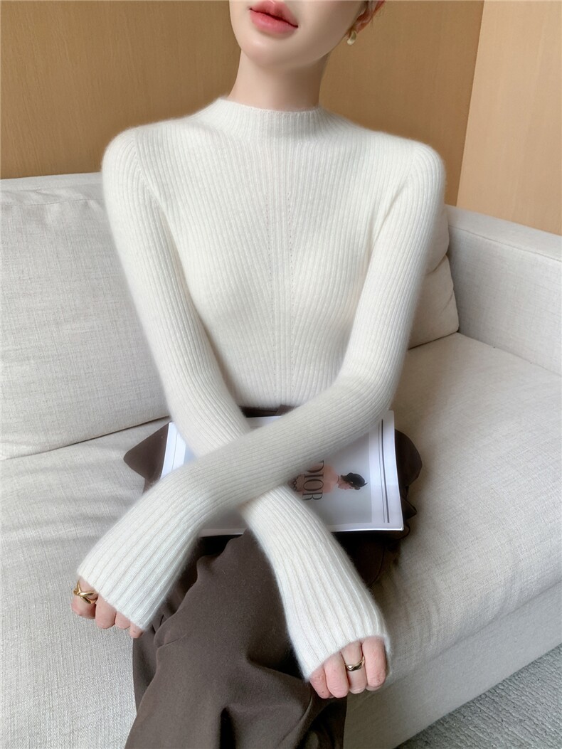 2025年衣线成衣斜抽条半高,女装羊绒衫,百越羊绒