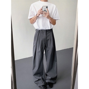 5325-P45 工字褶立体A字廓形弯刀TR西裤男女通勤休闲裤图片