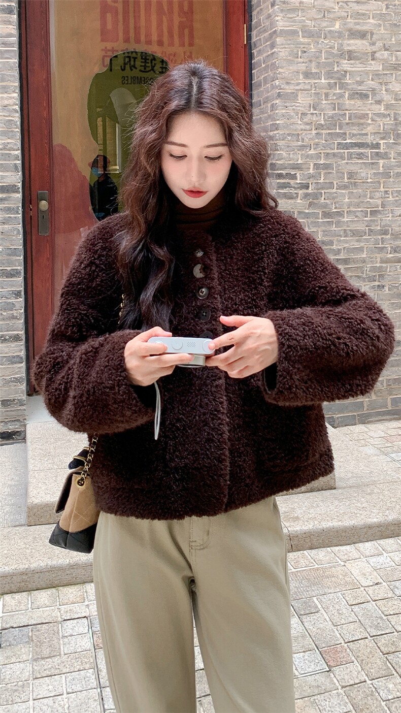 冬装新款驼马绒皮毛一体外套-195-k298,女装皮草,2D075